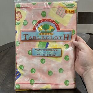 Vintage Pink Flower Retro Vinyl Tablecloth Flannel Backed 52 X 52 Best Home Dots